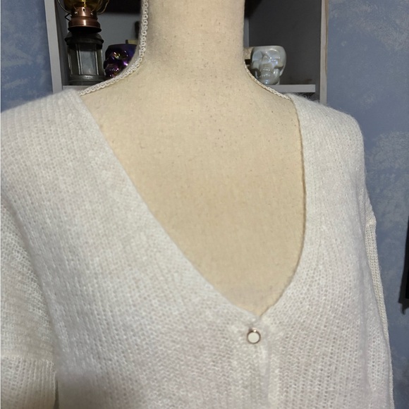Wilfred Front To Back Ivory Ribbed Cardigan Sweater pearl buttons Large - Picture 9 of 16